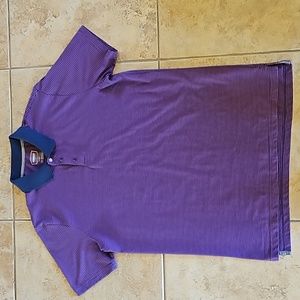 Foundary supply Co. Large Tall Purple Stripped Polo